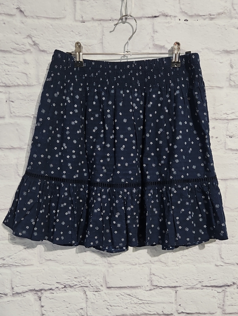 Madewell Navy Mini Skirt with White Floral Print
